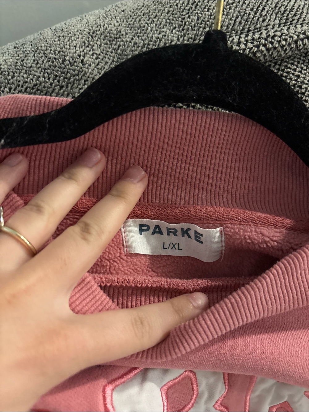 Parker Dusty Pink Pullover Sweatshirt with White Appliqué - Picture 3 of 3